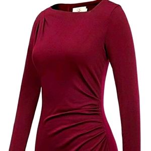 WINE bodycon ruched dress